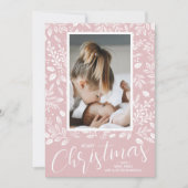 Weißes frohe Weihnachten Dusty Pink Foto (Vorderseite)
