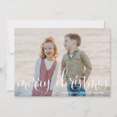 Weißes frohe Weihnachten Rustikales Foto (Vorderseite)