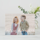 Weißes frohe Weihnachten Rustikales Foto (Stehend Vorderseite)