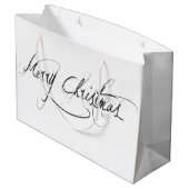 "Weißes frohe Weihnachten "Weihnachtsgeschenk Tasc Große Geschenktüte (Rückseite Schrägansicht)