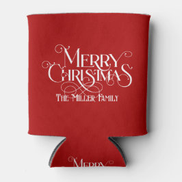 Weißes frostes Weihnachtsfest Retro Typografie Dosenkühler