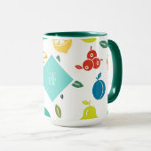Weißes Frucht Monogram Geburtstag Tasse (VorderseiteRechts)