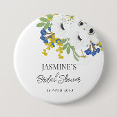 Weißes Frühlingsfloral Bouquet Brautparty Button (Vorderseite)