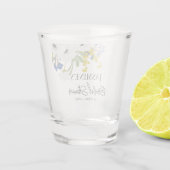 Weißes Frühlingsfloral Bouquet Brautparty Schnapsglas (Rückseite)