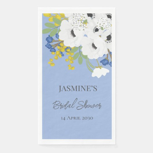 Weißes Frühlingsfloral Bouquet Brautparty Serviette (Vorderseite)