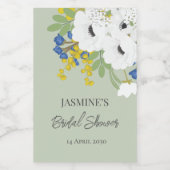 Weißes Frühlingsfloral Bouquet Brautparty Weinetikett (Einzelnes Label)