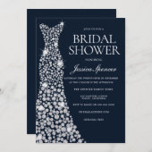 Weißes funkelndes Hochzeitskleid Gown Brautparty Einladung (Vorne/Hinten)