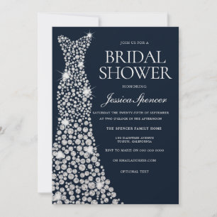 Weißes funkelndes Hochzeitskleid Gown Brautparty Einladung