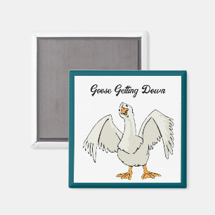 Weißes Gänse Tanzabend Cartoon Magnet