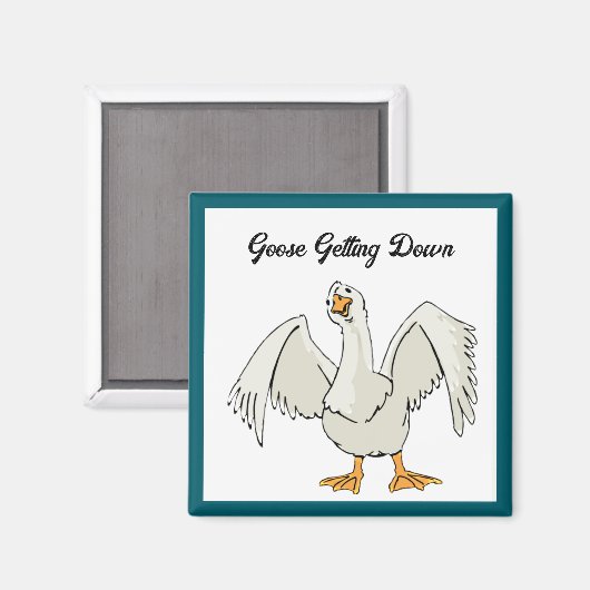 Weißes Gänse Tanzabend Cartoon Magnet (Vorderseite/Rückseite)