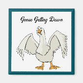Weißes Gänse Tanzabend Cartoon Magnet (Vorne)