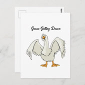 Weißes Gänse Tanzabend Cartoon Postkarte (Vorne/Hinten)