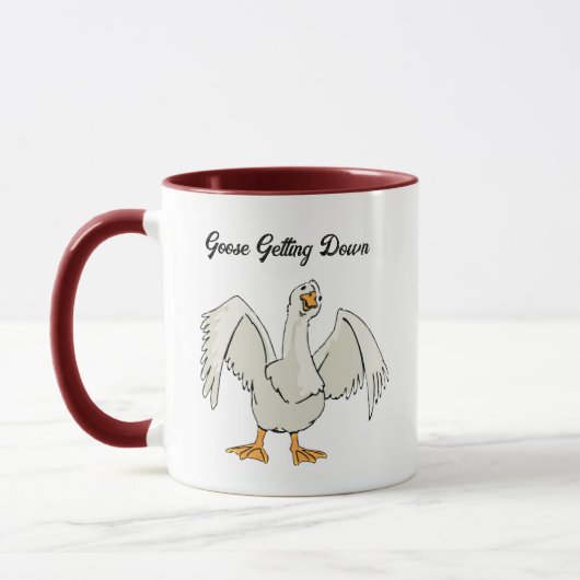 Weißes Gänse Tanzabend Cartoon Tasse (Links)