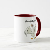 Weißes Gänse Tanzabend Cartoon Tasse (VorderseiteRechts)