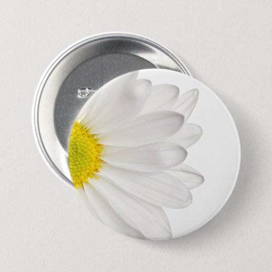 Weißes Gänseblümchen-Blumen-Hintergrund Button (Vorne & Hinten)