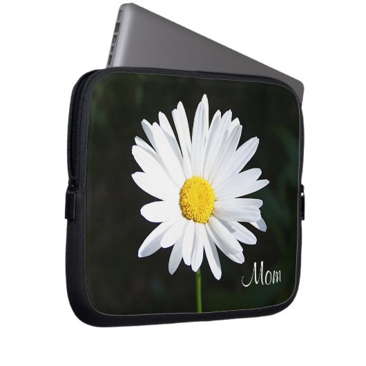 Weißes Gänseblümchen-Blumen-"Mama-" Laptop-Hülse Laptopschutzhülle (Vorne Rechts)