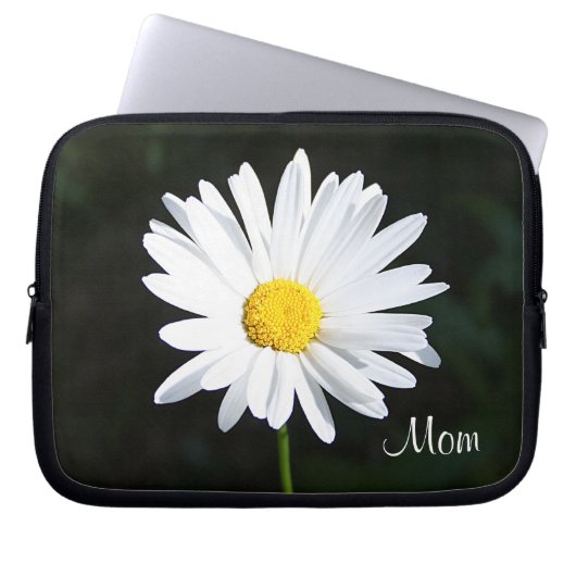 Weißes Gänseblümchen-Blumen-"Mama-" Laptop-Hülse Laptopschutzhülle (Vorderseite)