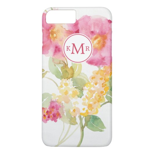 Weißes Gänseblümchen des Monogramm-| auf Blau Case-Mate iPhone Hülle (Rückseite)