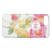 Weißes Gänseblümchen des Monogramm-| auf Blau Case-Mate iPhone Hülle (Rückseite (Horizontal))