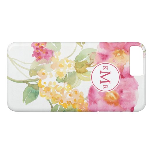 Weißes Gänseblümchen des Monogramm-| auf Blau Case-Mate iPhone Hülle (Rückseite (Horizontal))