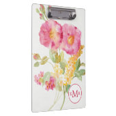 Weißes Gänseblümchen des Monogramm-| auf Blau Klemmbrett (Rechts)