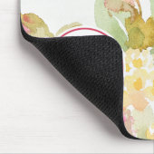 Weißes Gänseblümchen des Monogramm-| auf Blau Mousepad (Ecke)