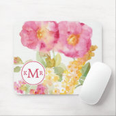 Weißes Gänseblümchen des Monogramm-| auf Blau Mousepad (Mit Mouse)