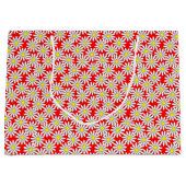 Weißes Gänseblümchen-Muster auf roter großer Große Geschenktüte (Vorderseite)