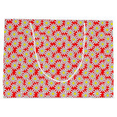 Weißes Gänseblümchen-Muster auf roter großer Große Geschenktüte (Rückseite)
