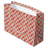Weißes Gänseblümchen-Muster auf roter großer Große Geschenktüte (Rückseite Schrägansicht)