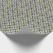 Weißes Gänseblümchen-Muster auf schwarzem Geschenkpapier (Ecke)