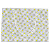 Weißes Gänseblümchen-Muster auf weißer großer Große Geschenktüte (Rückseite)