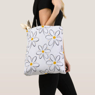 Weißes Gänseblümchen-Muster Tasche