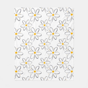 'Weißes Gänseblümchen Pattern Fleecedecke