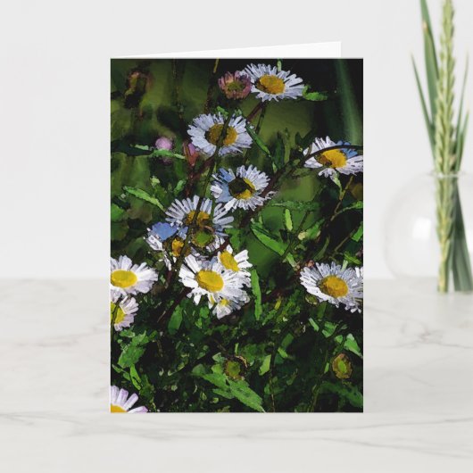 Weißes Gänseblümchen-Raum-Gruß-Karte Karte (Vorderseite)