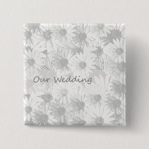 Weißes Gänseblümchen unsere Hochzeit Button