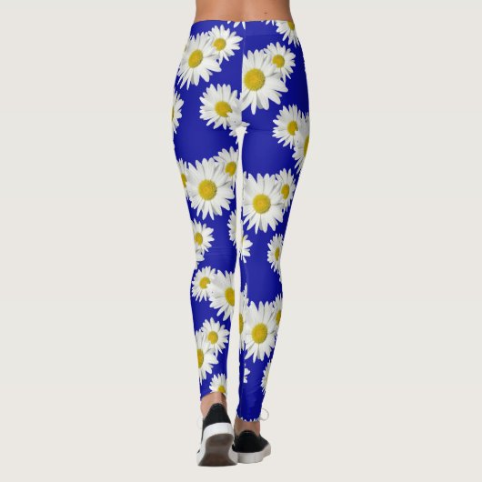 Weißes Gänseblümchen-Zerstampfung Leggings (Rückseite)