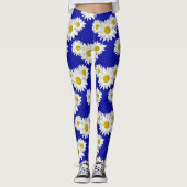 Weißes Gänseblümchen-Zerstampfung Leggings (Vorderseite)