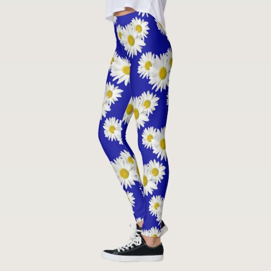Weißes Gänseblümchen-Zerstampfung Leggings (Links)