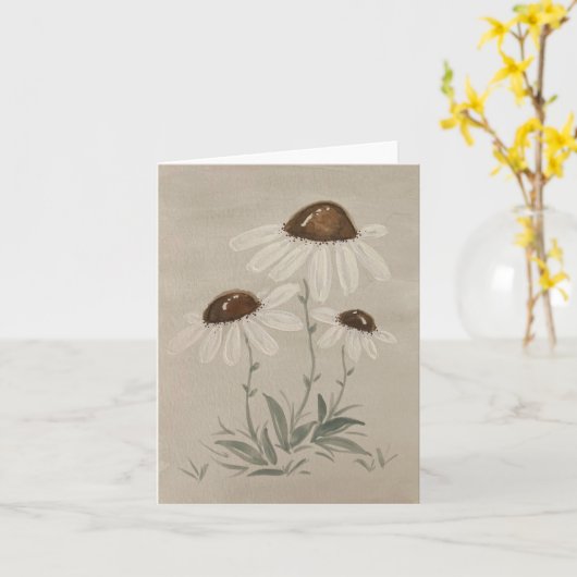 Weißes Gänsefarbenleder Karte (Gelbe Blume)