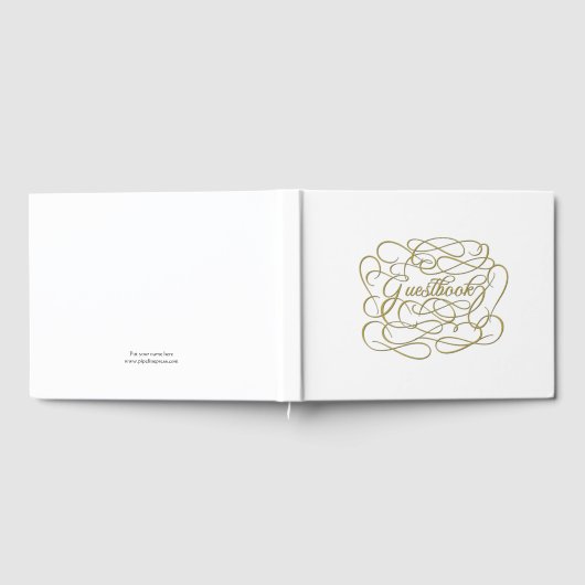 Weißes Gästebuch mit extravaganten Buchstaben (Voll)