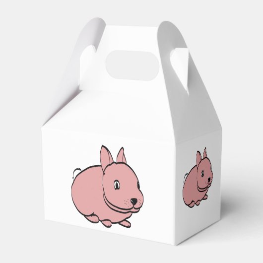 Weißes Gastgeschenk mit rosa Kaninchendesign Geschenkschachtel (Vorderseite)