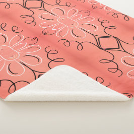 Weißes, gebranntes Blumenmotiv mit dunkelschwarzem Sherpadecke