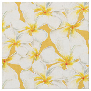 Weißes gelbes Gold Frangipani Wasserfarbe tropisc Stoff