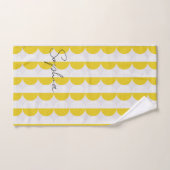 Weißes gelbes Muster Halbmond Monogram Pickleball Handtuch (Handtuch)