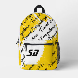 Weißes gelbes Schwarz mit Initialen Bedruckter Rucksack