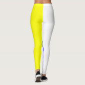 Weißes Gelbes und Blau Vertikal-Gestreift Leggings (Rückseite)