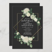 Weißes geometrisches graues Brautparty Einladung (Vorne/Hinten)