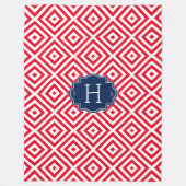 Weißes geometrisches Muster und benutzerdefinierte Fleecedecke (Vorderseite)