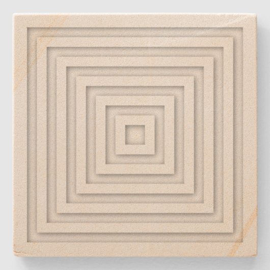 Weißes geometrisches Quadrat Steinuntersetzer (Vorderseite)